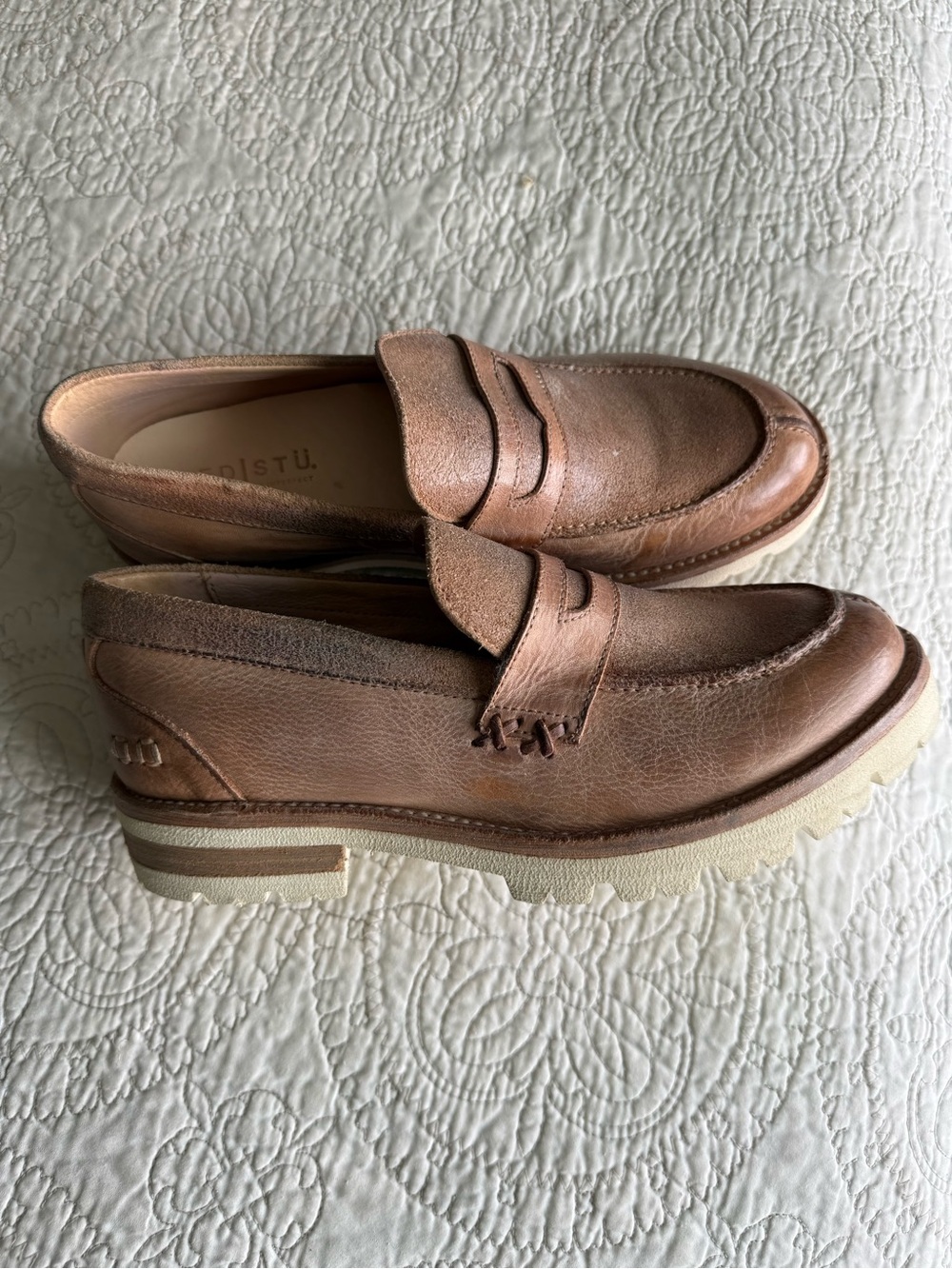 BED|STU Tan Leather Penny Loafer with White Lug Sole - Picture 5 of 7